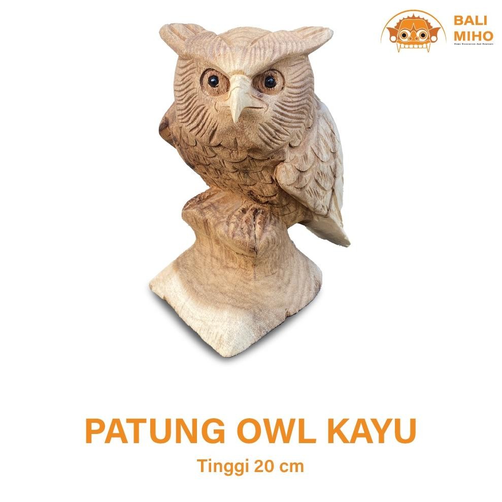 Living Patung Burung Hantu 20 Cm - Patung Kayu - Dekorasi Patung Burung - Patung Burung Kayu - Patun