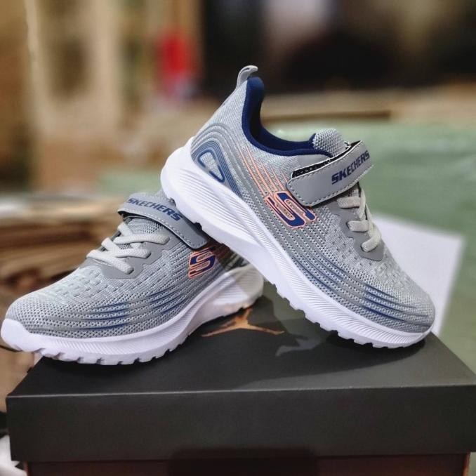 SEPATU ANAK LAKI-LAKI PEREMPUAN SKECHERS KIDS PREMIUM ABU BIRU RINGAN