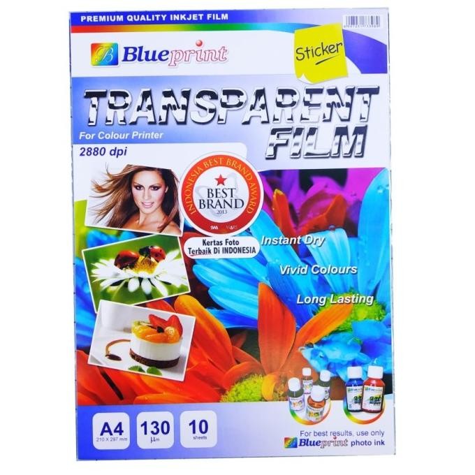 

Sticker Transparent Film A4 130Gsm Isi 10 Lembar Kertas Blueprint Terlaris