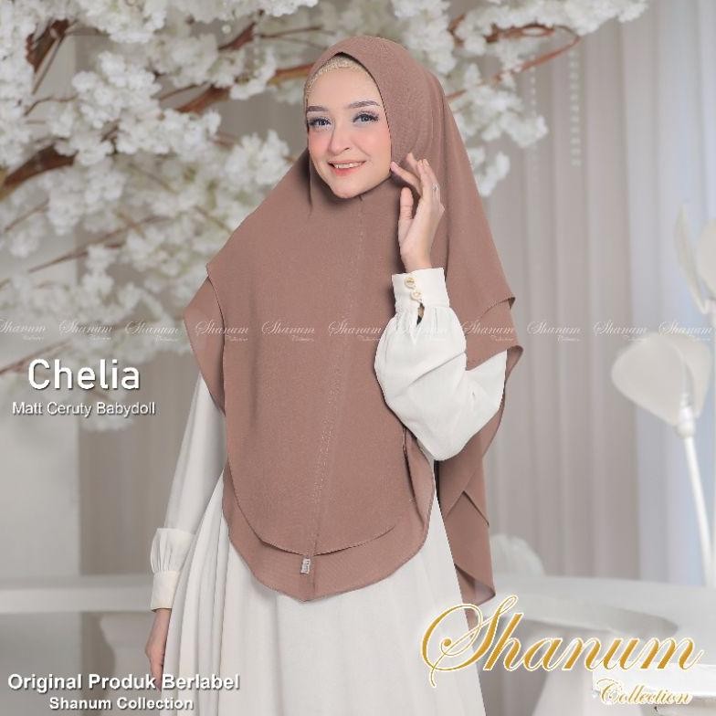 Khimar Chelia Kerudung Syar'I Jumbo Jilbab Ceruty 2 Layer Payet Swarosky/Hijab Syar'I Jumbo
