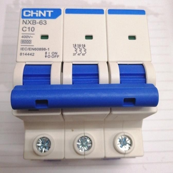 Spesial Chint Mcb 3P 3 Phase 10 Ampere 10A 10 A 6Ka Sni Nxb-63 C10