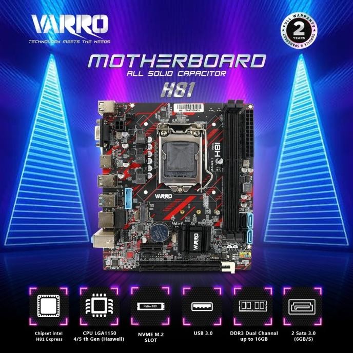 TERBARU - MOTHERBOARD VARRO H81V-R3 SOCKET 1150