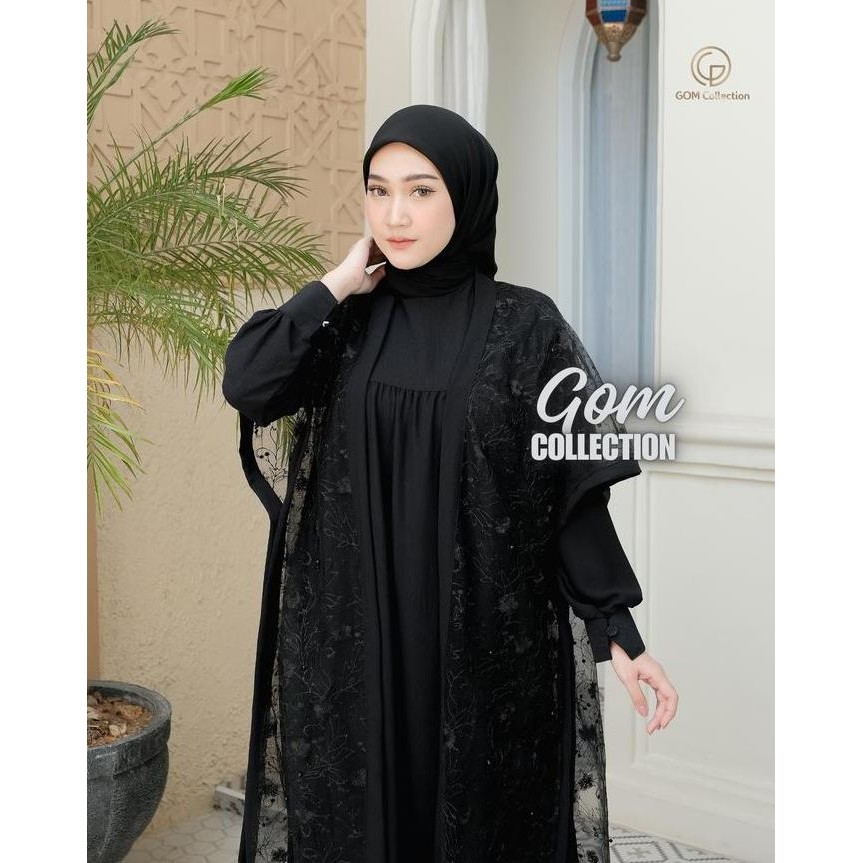 Produk Baru Clara Set Gamis Outer Brukat / Gamis Abaya Brukat Simple Mewah Elegan / Gamis Brokat Leb