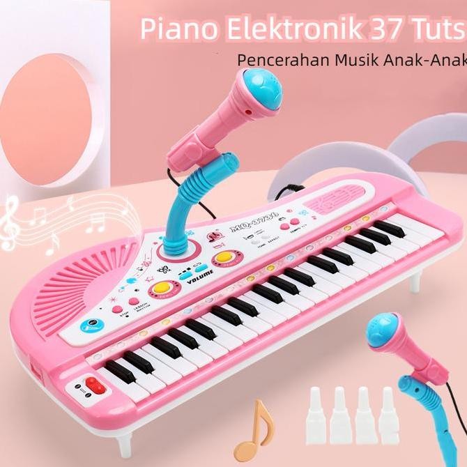Mainan Piano MIC Keyboard Elektronik 37 Kunc Piano Mini Dengan Mikrofon Anak Alat Musik Edukasi Anak