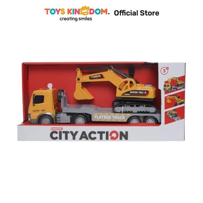 Sale Toys Kingdom Cruzer 1:18 Set City Action Friction Transport Truck - Oranye/Abu-Abu Toys Kids To