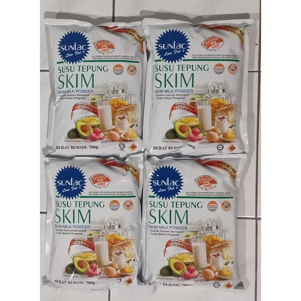 

SUNLAC SKIM MILK POWDER LOW FAT - SUSU BUBUK SKIM RENDAH LEMAK 700GR PLUS FREE 50GR MALAYSIA