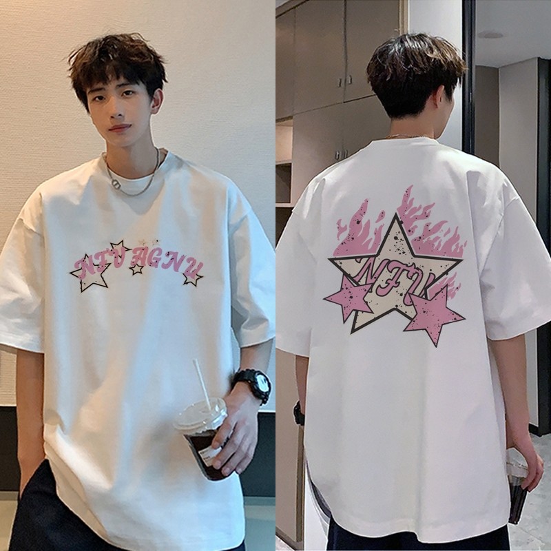 Baju Kaos Oversize couple pasangan Putih Pria Dewasa T-shirt Keren Premium Korean Style C273