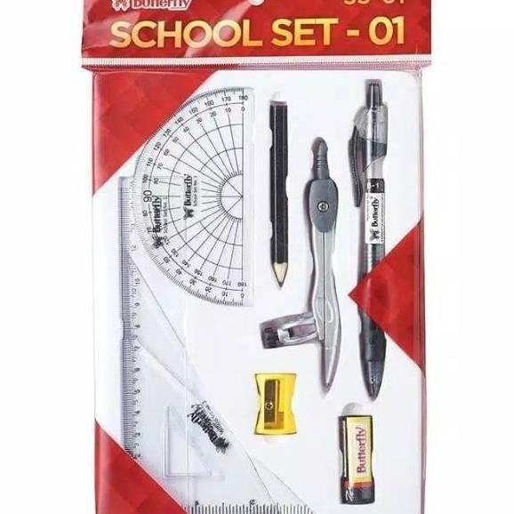 

siap kirim barang bagus alat tulis penggaris set butterfly school set ss-01 good