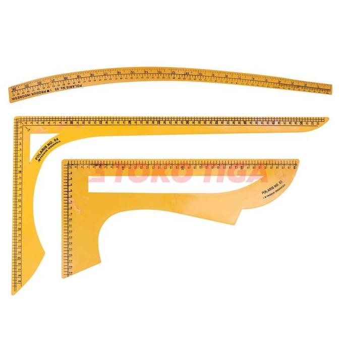 

siap kirim penggaris pola set jumbo 3 pcs no.03, 04, 05 merek polaris (ps-03)