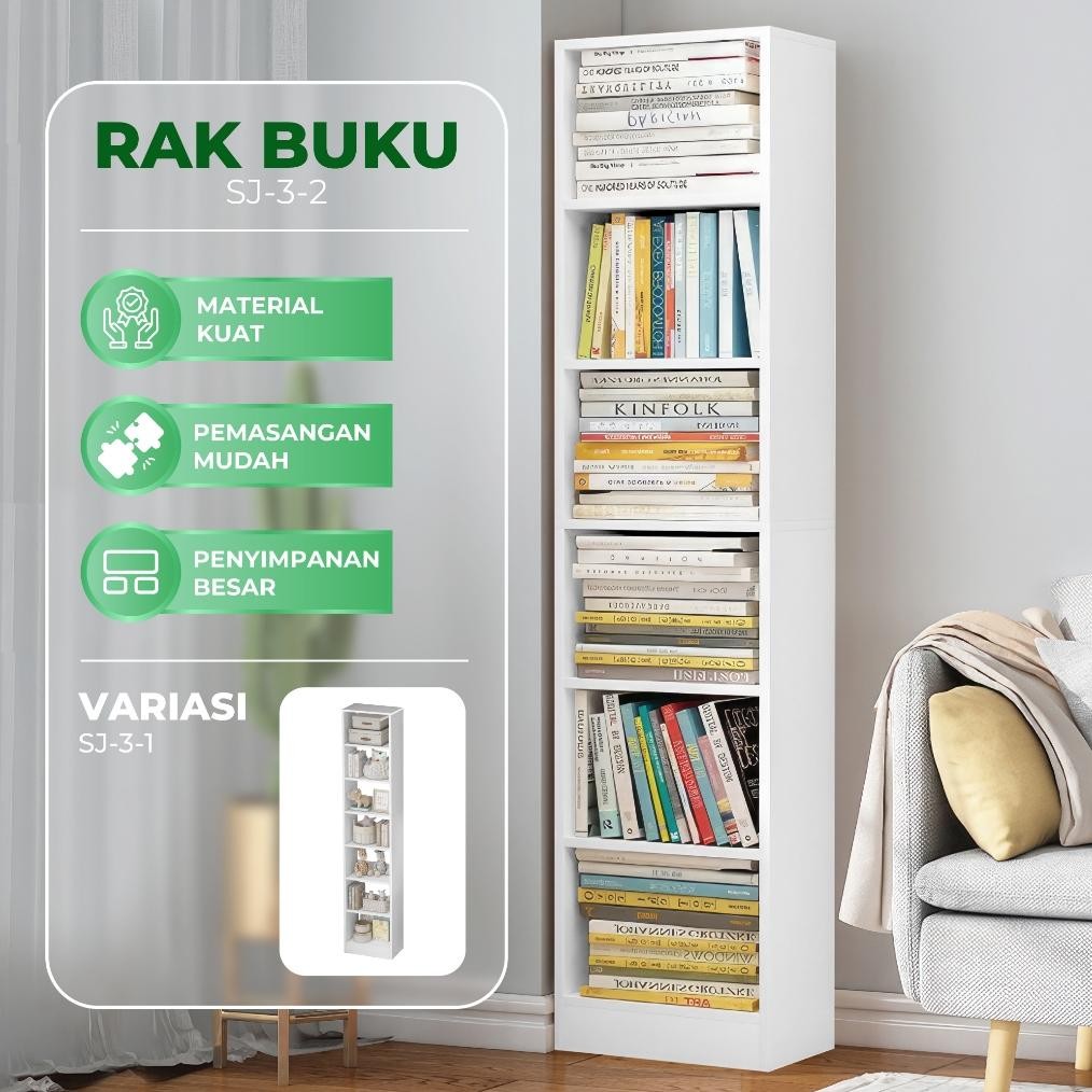 Rak Buku 6 Susun Lemari Susun Rak Buku kayu Lemari Putih Rak Buku Lemari Buku kayu Serbaguna