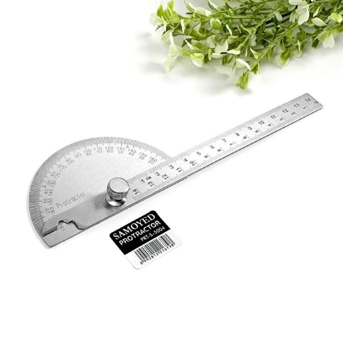 

siap kirim penggaris busur derajat / sudut besi / stainless steel protractor / angle ruler / finder 180 / half circle