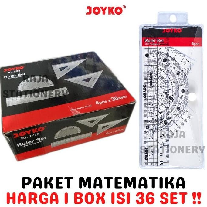 

siap kirim joyko ruler set protractor ruler paket penggaris busur joyko 4pcs math set matematika rl-ps2 box [36set]