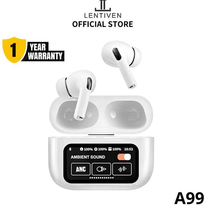 LENTIVEN TWS Earphone Headset Bluetooth V5.4 Smart Screen Active Noise Reduction ANC/ENC A99