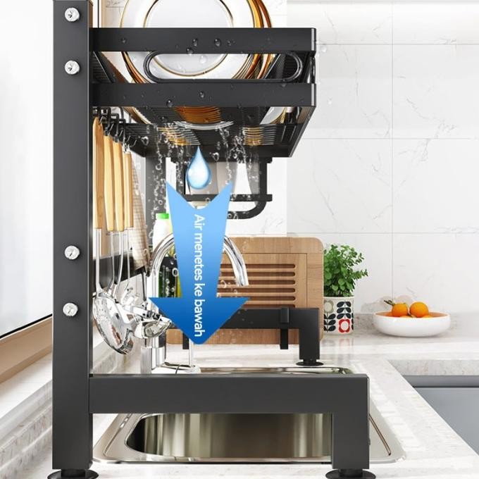 Rak cuci piring wastafel rak dapur anti karat rak piring dengan akseso