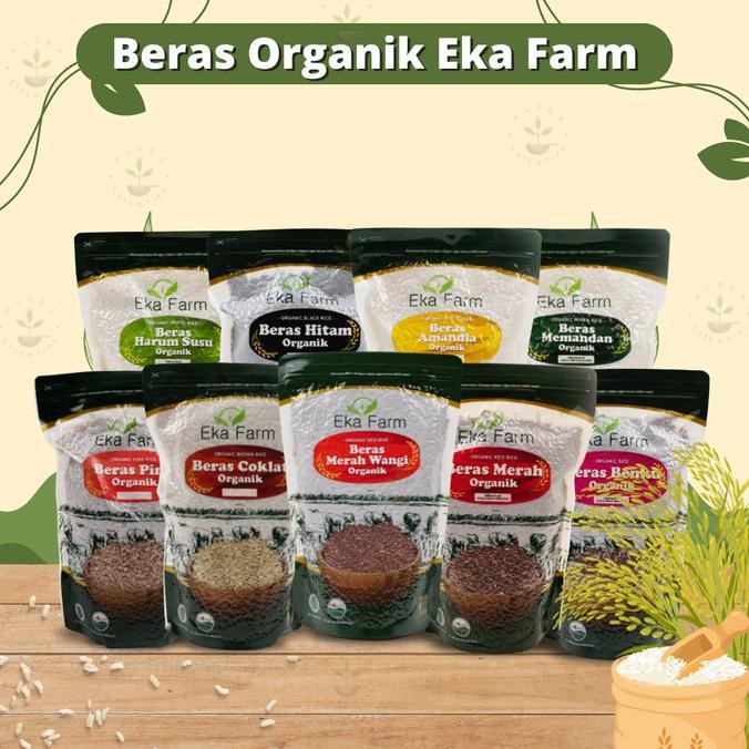 

Baru Eka Farm Beras Organik 1kg - Beras Pandan Wangi Merah Diet Mentik Diabetes Coklat Hitam - Beras Organik