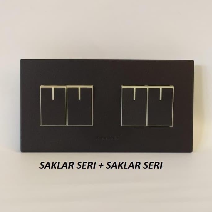 Terjangkau Saklar Double + Saklar Double 2 Gang Hitam Panasonic Style E Series