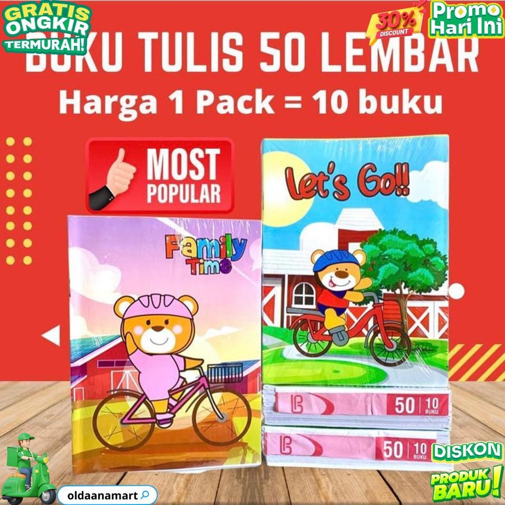 Atk Medan Grosir- Buku Tulis 50 Lembar 10 Buku D Sale