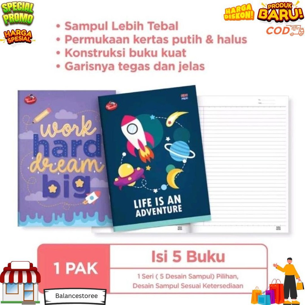

Buku Tulis Boxy Sidu Maxi ( 1 Pack / 5 Buku) D Cod