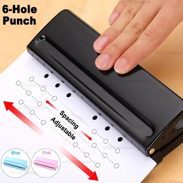 

Adjustable Metal 6 Hole Punch Loose Leaf Puncher For A3 A4 A5 B4 B5 Paper Diy Notebook Scrapbook Diary Office School Binding