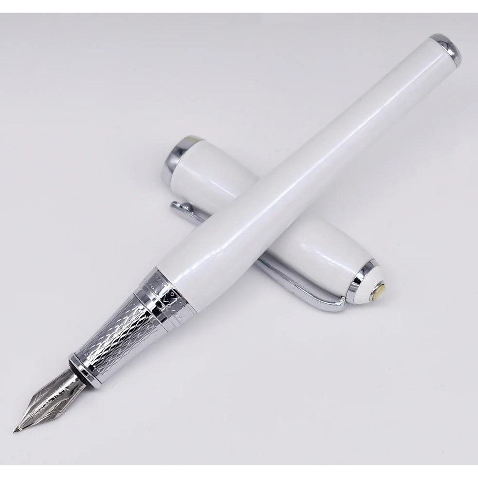 

Duke Elegant Calligraphy Fude Nib Fountain Pen Medium Classic Writing Gift Pen , White Color Business Office Home Supplies