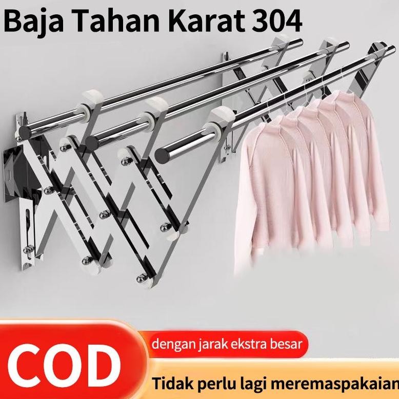 COD 304 Jemuran Lipat Dinding Jemuran Dinding Jemuran Baju Stainless Gantungan Baju Dinding Tempel