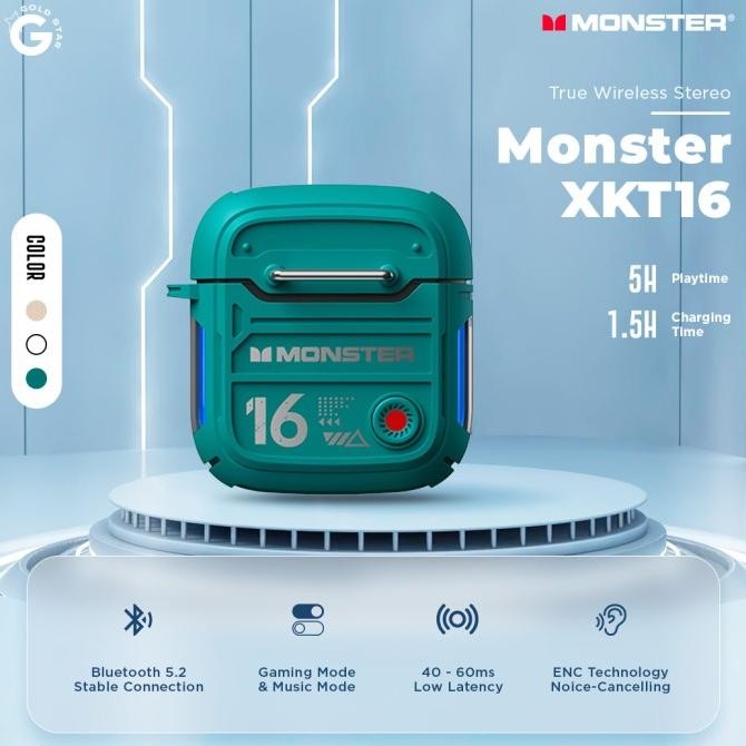 Original Monster XKT16 Bluetooth TWS Headset EarHeadphone