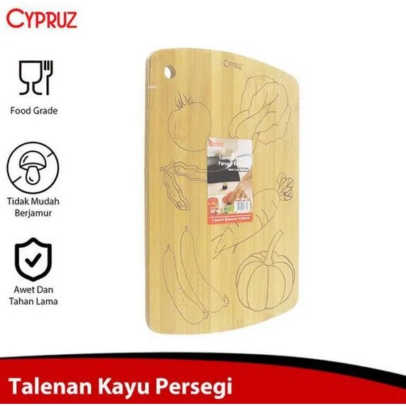 CYPRUZ BAMBOO TALENAN BAMBU TALENAN BERMOTIF PERSEGI CHOPPING BOARD TERMURAH