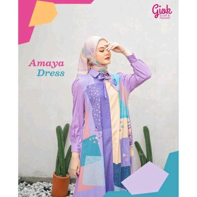 Baru Dress Amaya - Giok Apparel Gabriel Printing Gamis Muslim Wanita