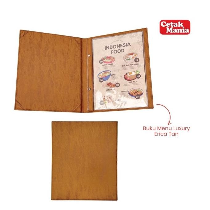 Cetak Mania - Buku Menu Kulit Luxury Jepit Baut Isi Plastik Mika A4 - Cafe, Coffee Shop, Restoran, H