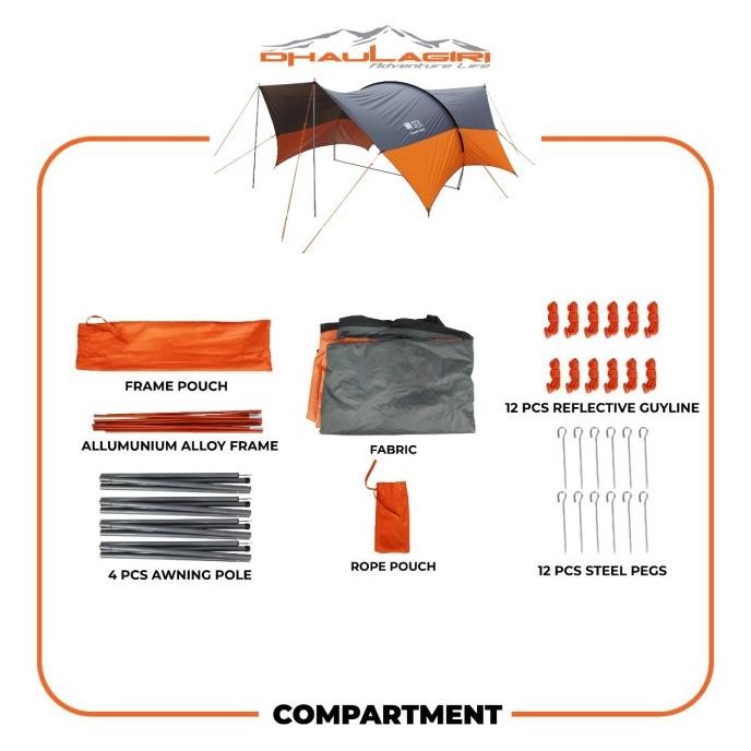 Set Awning Tiang Flysheet Camping Canopy Dome Tenda Dhualagiri Waterproof Outdoor