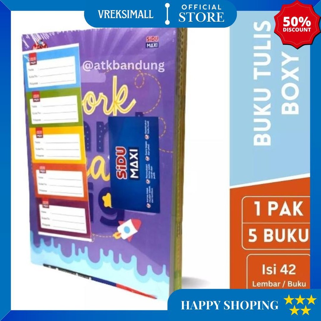 

(Perpak) Buku Tulis Sidu 42 Lembar Maxi B5 Boxy- 1 Pak / 5 Buku D Gratis Ongkir
