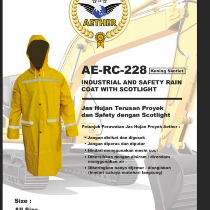 Jas Hujan Mantel Kuning Skotlet AETHER / Jas Hujan Mantel Kuning Stok Terbatas