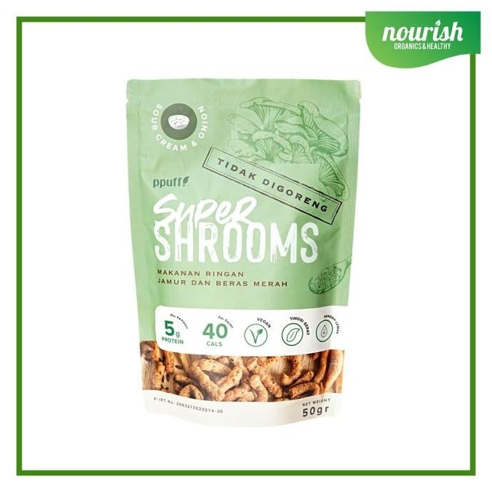 

tersedia ppuff supershrooms snack jamur dan beras merah (sour cream&onion) 50g