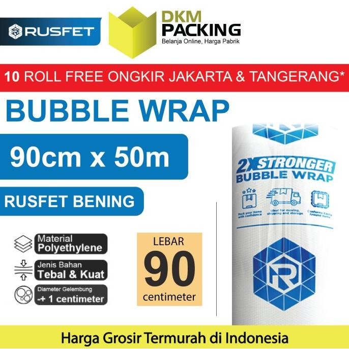 

tersedia plastik bubble wrap rusfet bening 90cm x 50m tebal bubblewrap roll