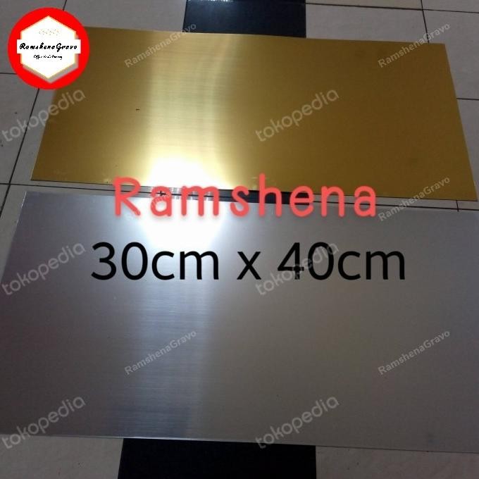 

READY gravoply /gold&silver/hairline/bahan name tag/30x40cm tebal 1.5mm NEW