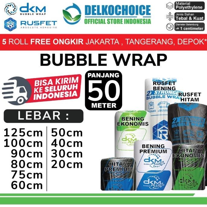 

tersedia plastik bubble wrap dkm+ rusfet 50m tebal bubblewrap packing roll