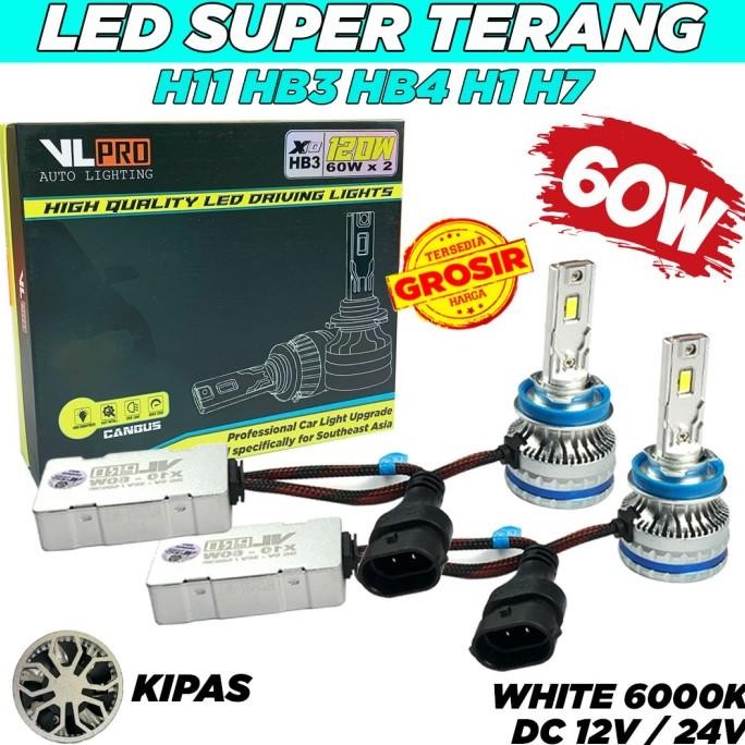 TERBARU - Led h11 hb3 hb4 vlpro x10 60w putih headlamp foglamp super terang