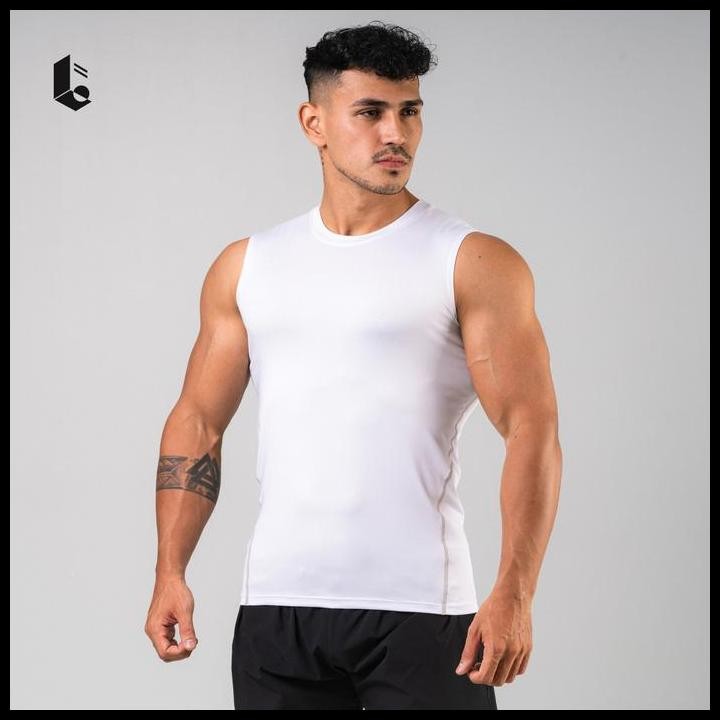 Kaos Singlet Sport Baju Olahraga Tanpa Lengan Pro Combat Tanktop Baselayer Compression Running Pria 