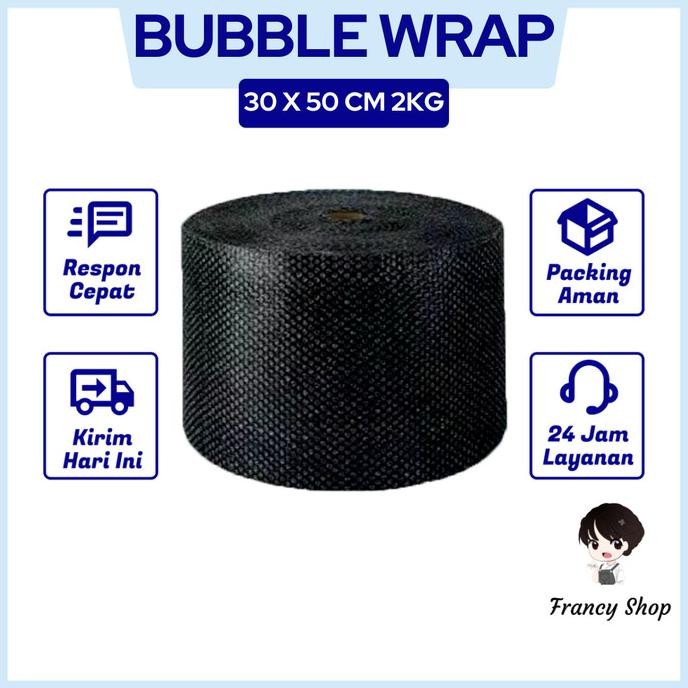 

tersedia bubble wrap roll hitam 30cm x 50m 2kg