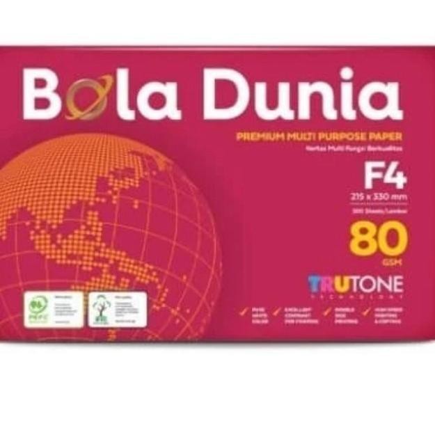 

kertas HVS fotocopy print F4/folio 80gram bola dunia /rim murah