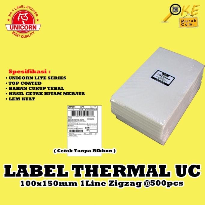 

Kertas Thermal Label 100x150 / 100x150mm A6 Unicorn Lite isi 500pcs - Stiker Resi Alamat bahan Tipis murah