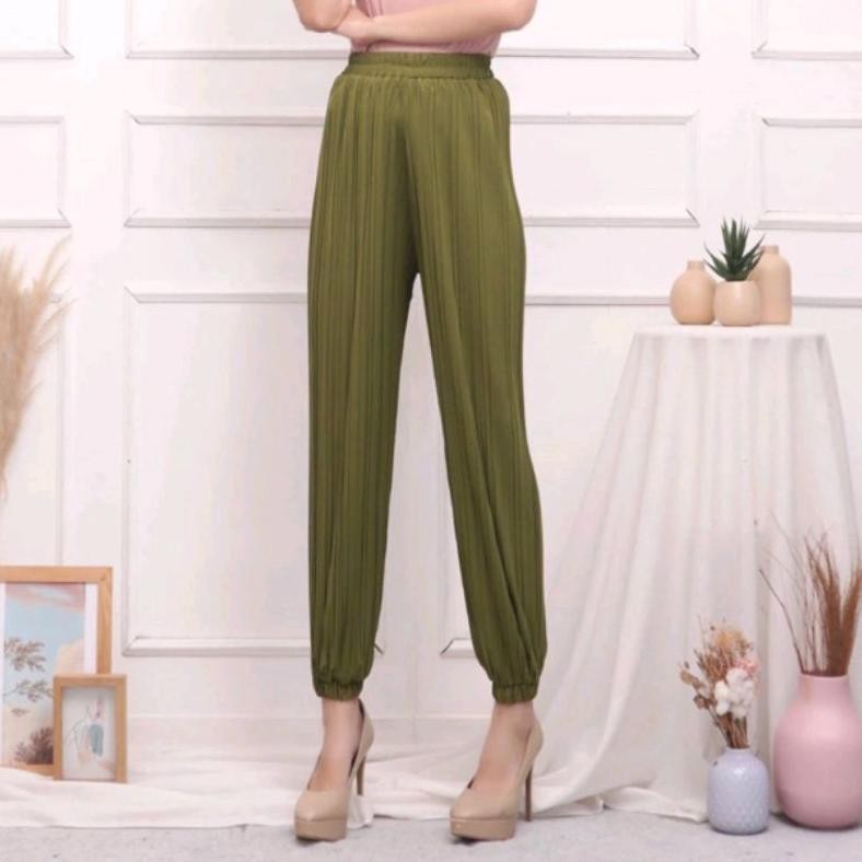 Celana Jogger Plisket Bb  / Joger Wanita / Celana Kantor Casual