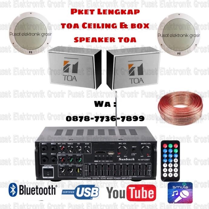 Promo Murah Paket Toa Ceiling Box Speaker Toa Kantor Klinik Cafe Komplit Amplifier Bluetooth Watt Be