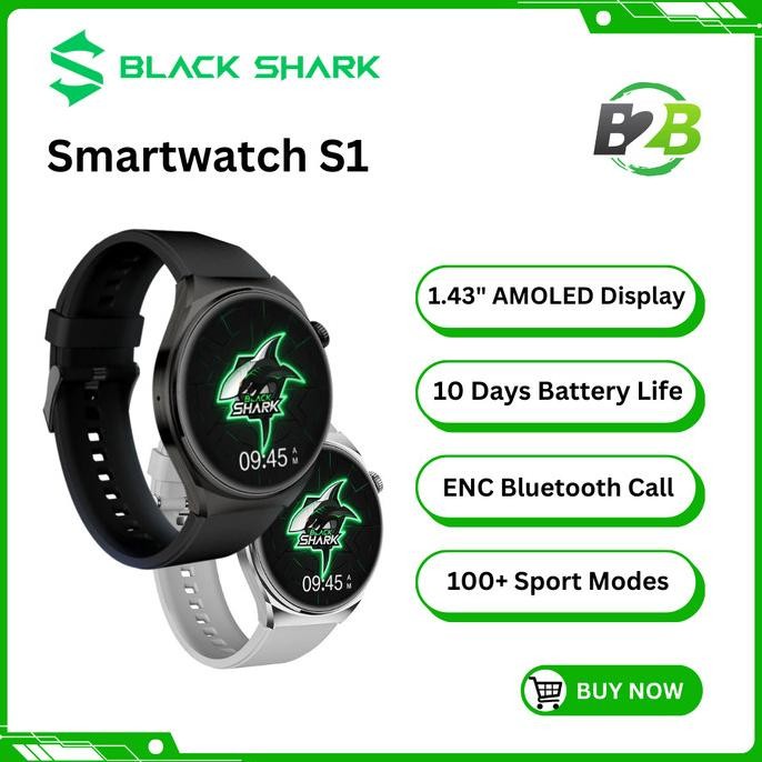 TERBARU - Black Shark S1 Smartwatch AMOLED Display 100+ Sports Modes BlackShark