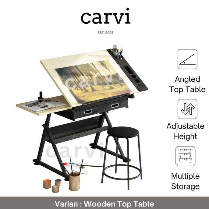 

TERMURAH - Meja Lukis Drawing Table Tempered Glass dan Wooden Table SKETCH