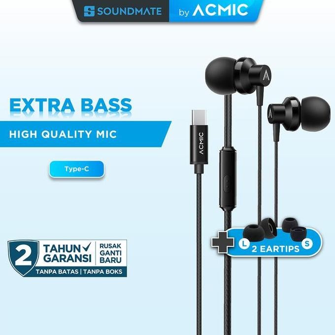 baru acmic prime in-ear headset type c earphone earstereo with mic