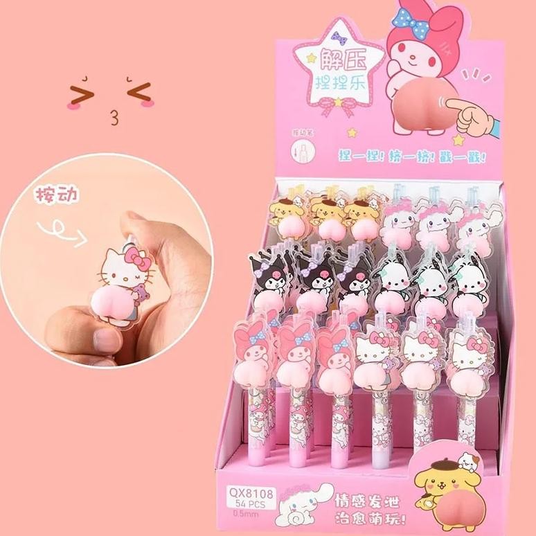 

36Pcs/Lot Sanrio Melody Kuromi Pochacco Butt Gel Pen Cute 0.5Mm Black Ink Neutral Pens Promotional Gift Office School Supplies