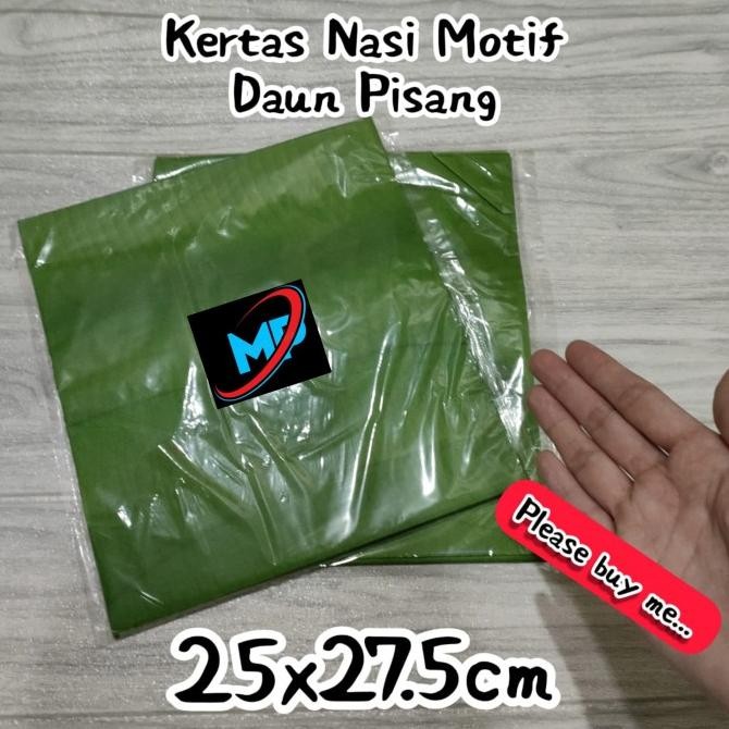 [ 100 Pcs ] Kertas Nasi Kfc Laminasi Motif Daun Pisang ~ Food Grade.