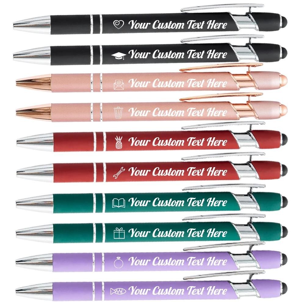 

10 Pcs Customized Ballpoint Pens With Stylus Tip Print Name Logo Metal Pen For Business Graduation Birthday Anniversary Gift Pen