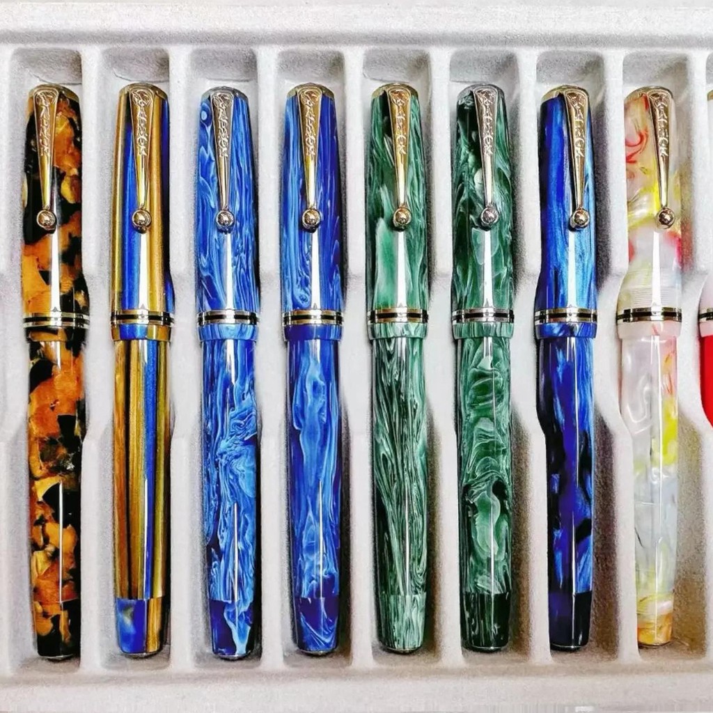 

Admok 28 Acrylic Classic Replica Gold Star 28 Fountain Pen No.6 Schmidt Nib Water Piece Button To Ink Business Writing Gifts